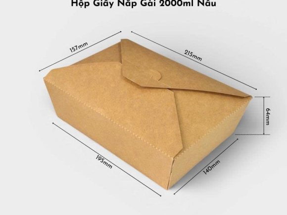 Hộp Giấy Kraft Nắp Gài 2000ml - Mã TBB2000