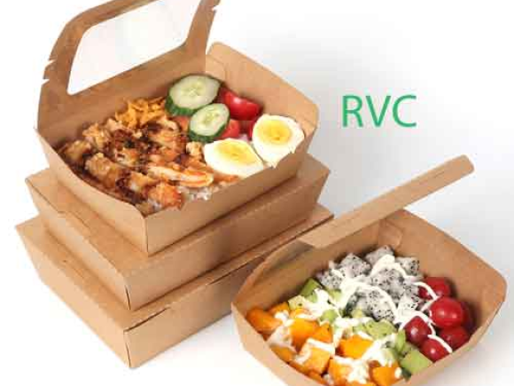 Hộp giấy kraft có cửa sổ đựng thức ăn và bánh