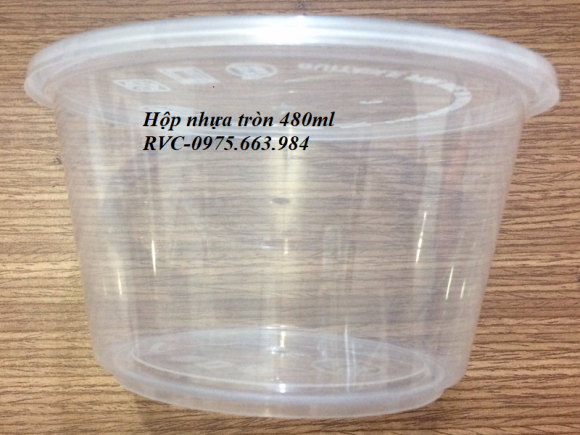 Hộp nhựa tròn 480ml đựng hủ tiếu cháo nóng