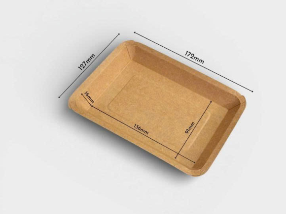 Khay giấy kraft đựng thức ăn 172x127mm chống thấm dầu