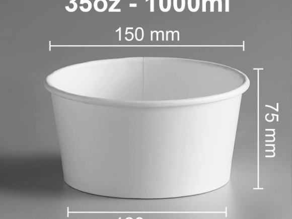 Tô giấy 1000ml trắng đường kính miệng 150mm
